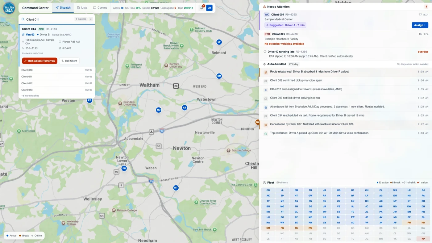 Dispatch Automation for a 115-Vehicle Fleet platform screenshot